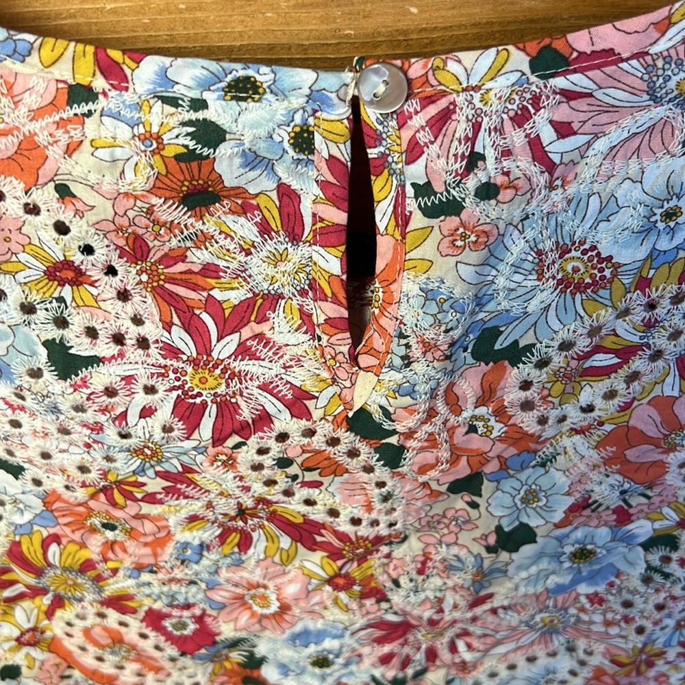 Solitaire Embroidered Eyelet Floral Top Women‎ L Pink Sleeveless Art To Wear NWT - Picture 11 of 12